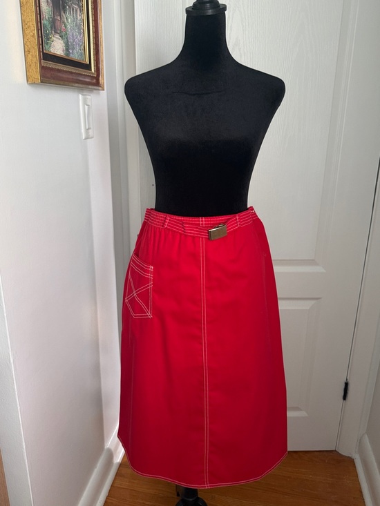 Unbranded Dresses & Skirts - Vintage Red A-Line Skirt with Contrast Stitching